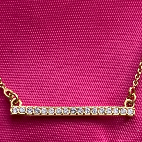 Goldtone Swarovski Crystal Necklace – Goldtone Station Necklace With Swarovski Crystals